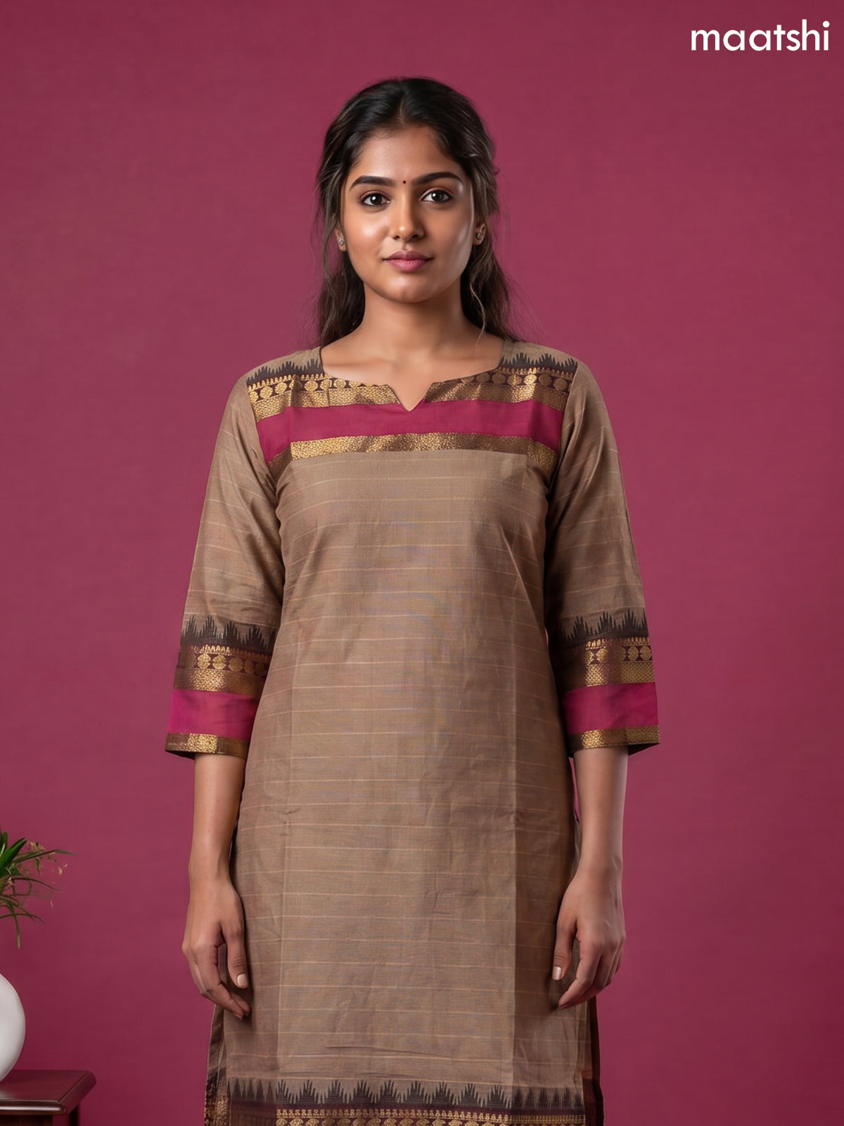 Sandal Chettinad Cotton Straight Kurti