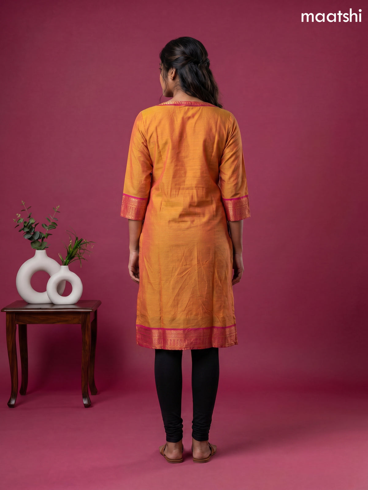 Mustard Yellow Chettinad Cotton Straight Kurti