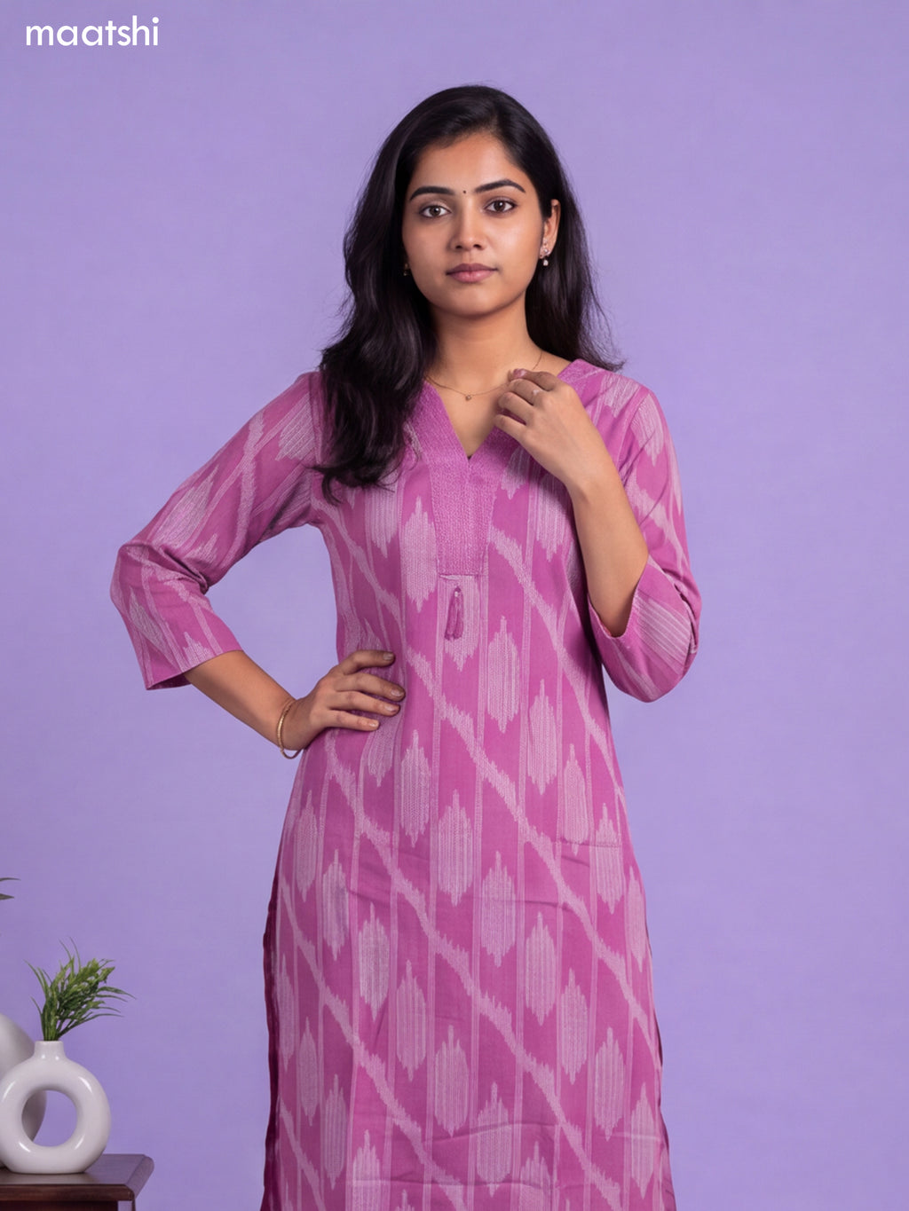 Pink Cotton Printed & Simple Embroidery Work Straight Suit