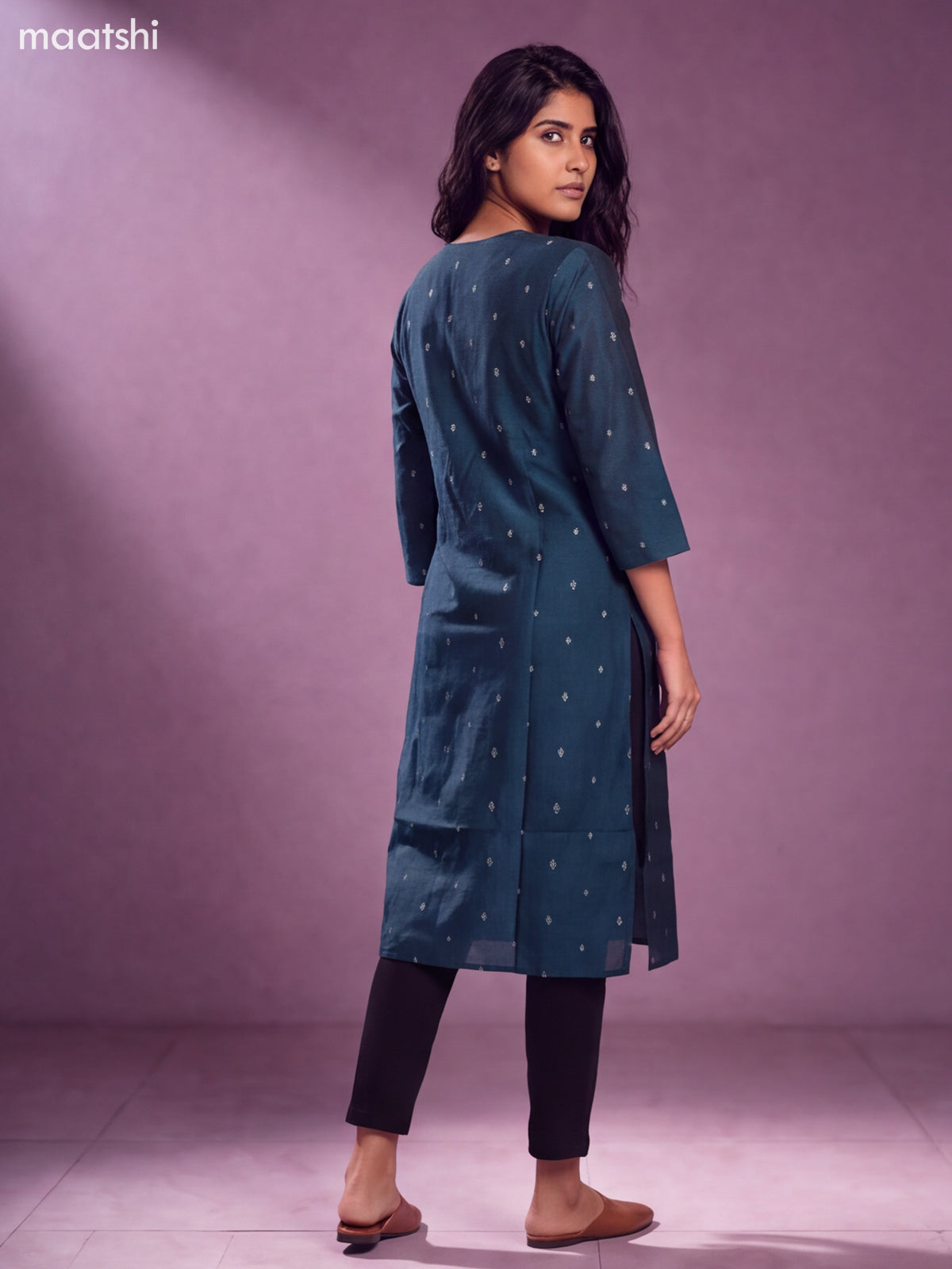 Peacock Green Art Silk Embroidery Work Straight Kurti