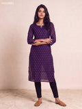 Purple Art Silk Embroidery Work Straight Kurti