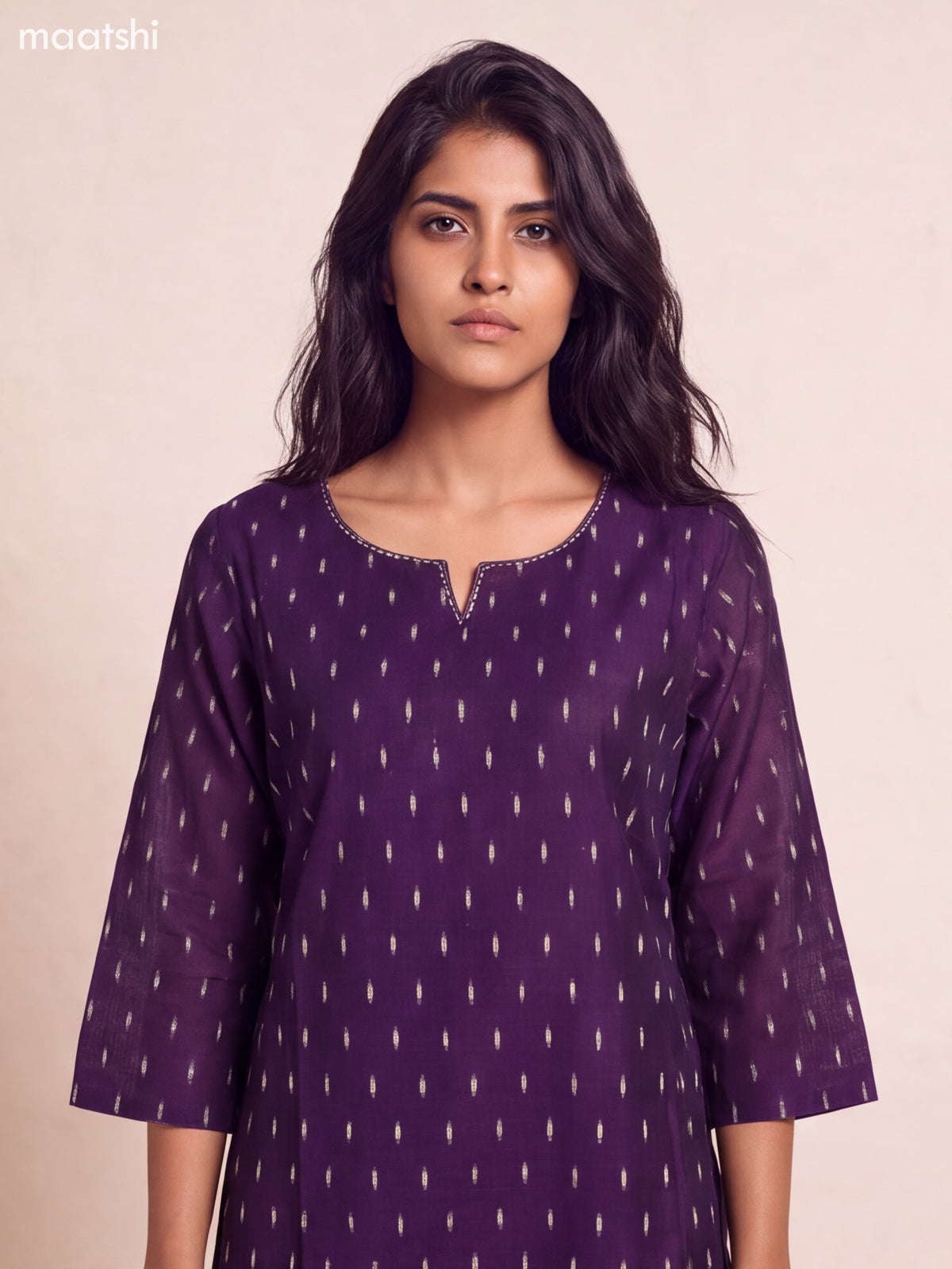Purple Art Silk Embroidery Work Straight Kurti