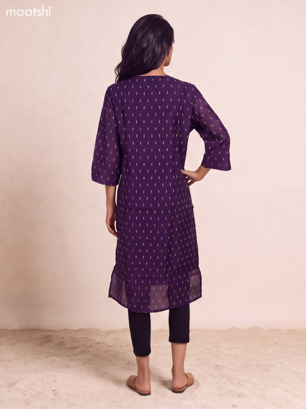 Purple Art Silk Embroidery Work Straight Kurti
