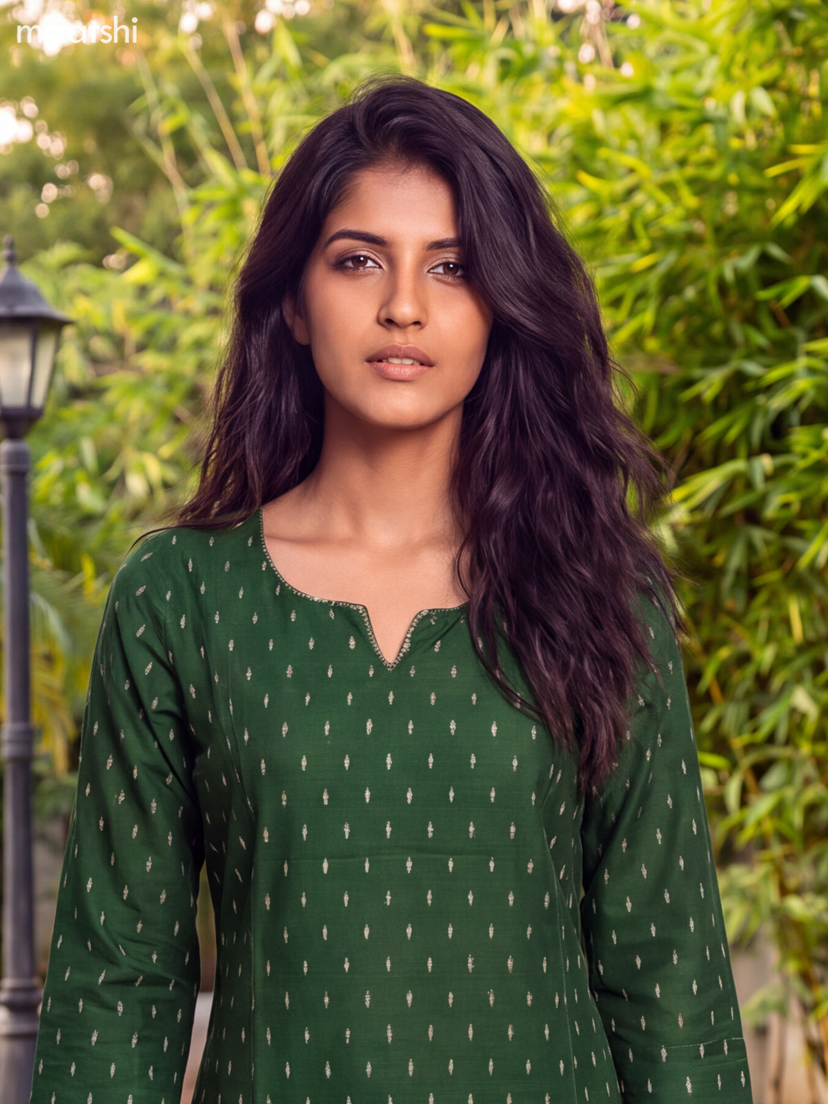 Green Art Silk Embroidery Work Straight Kurti