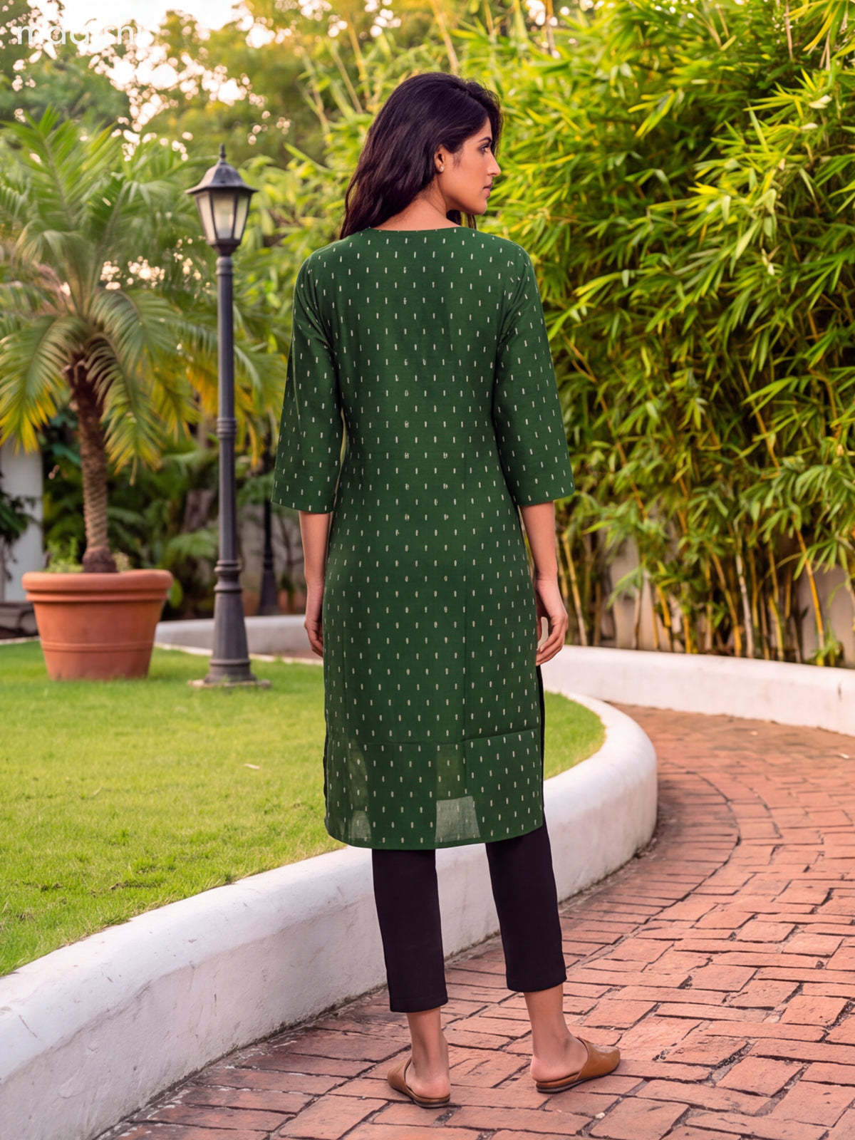 Green Art Silk Embroidery Work Straight Kurti