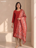 Red Art Silk Embroidery Work Straight Suit