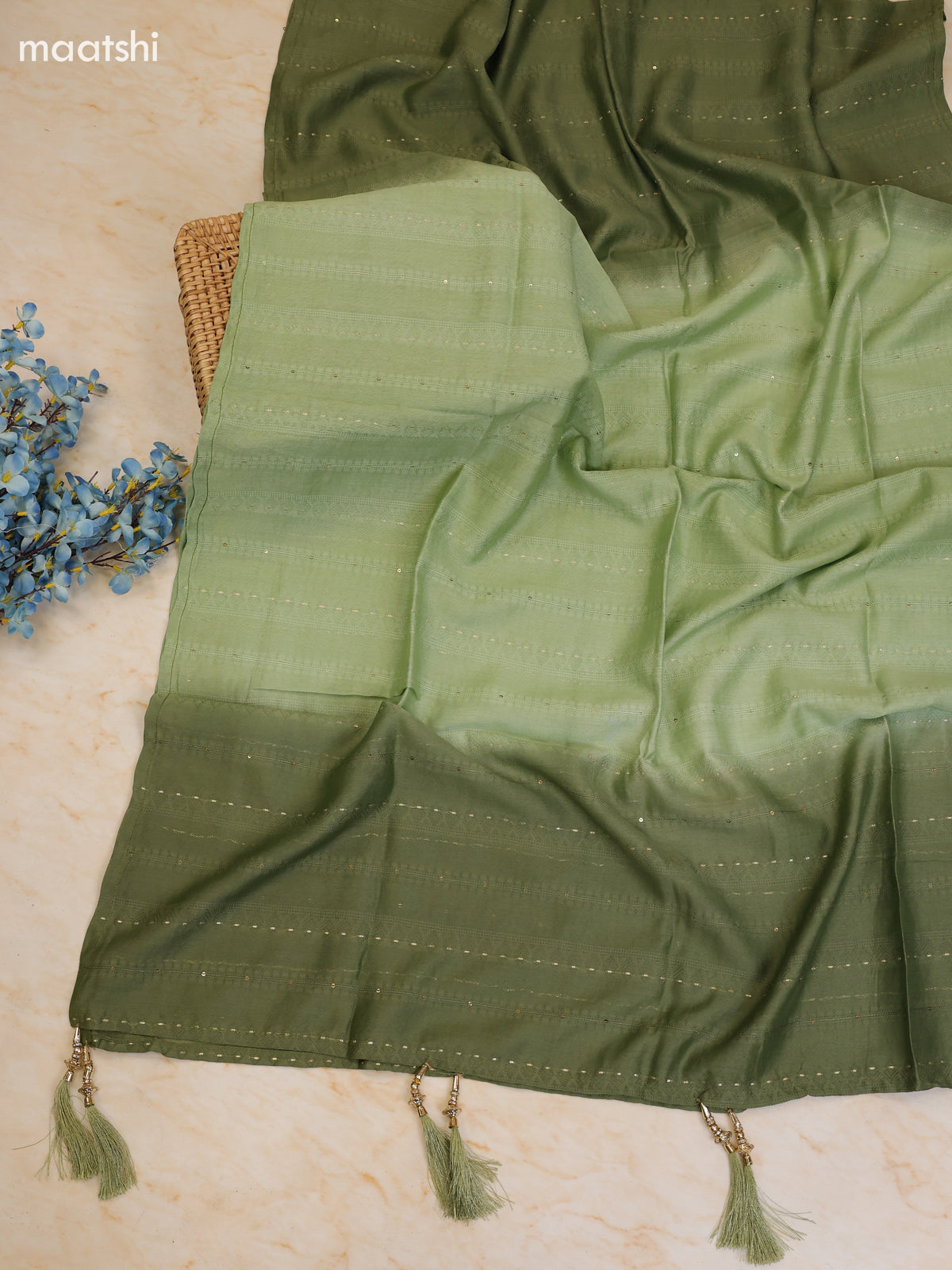 Light Green Cotton Dress Material With Printed & Patch Work Neck Pattern