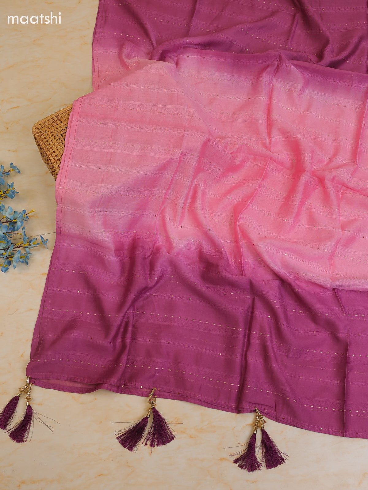 Lotus Pink Cotton Dress Material With Printed & Patch Work Neck Pattern With Bottom and Dupatta