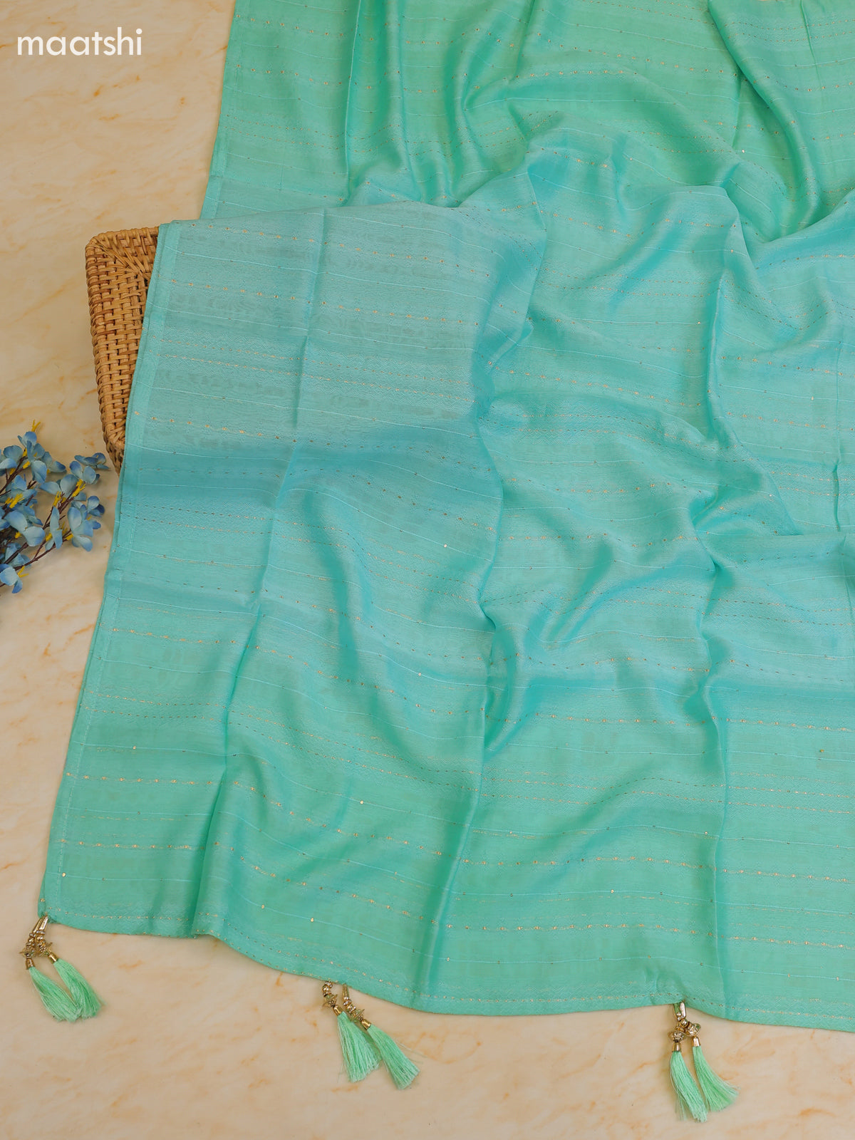 Teal Green Cotton Dress Material With Printed & Patch Work Neck Pattern With Bottom and Dupatta