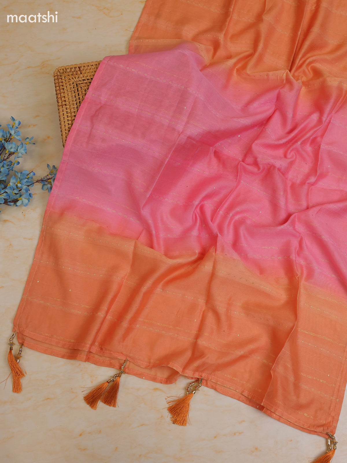 Peach Pink Cotton Dress Material With Printed & Patch Work Neck Pattern With Bottom and Dupatta