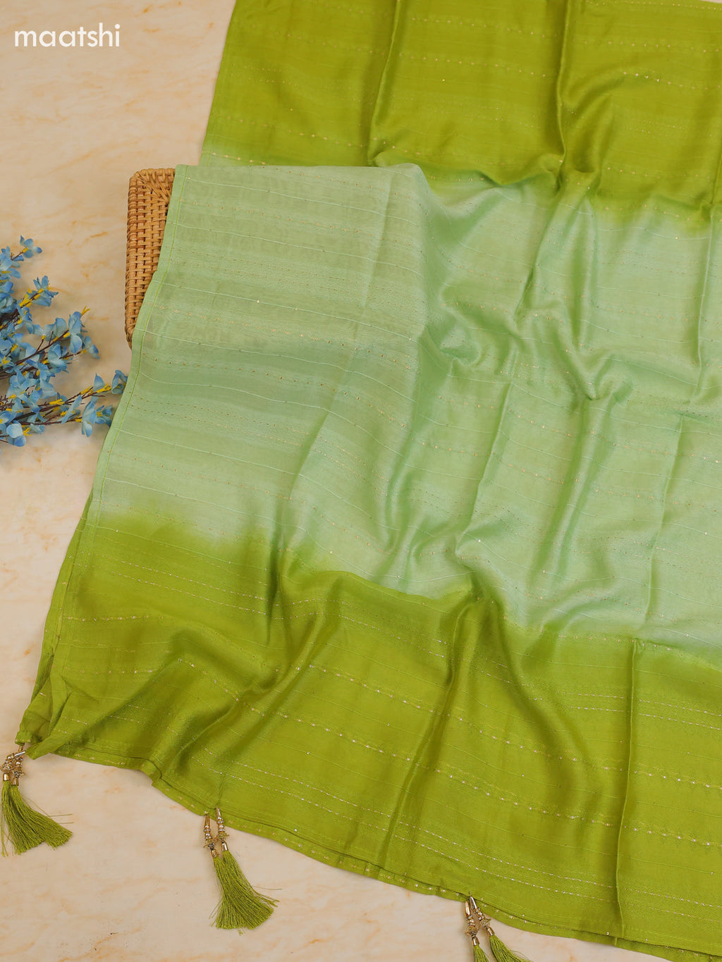 Pista Green Cotton Dress Material With Printed & Patch Work Neck Pattern With Bottom and Dupatta