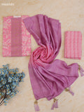 Pink Cotton Dress Material With Printed & Patch Work Neck Pattern With Bottom and Dupatta