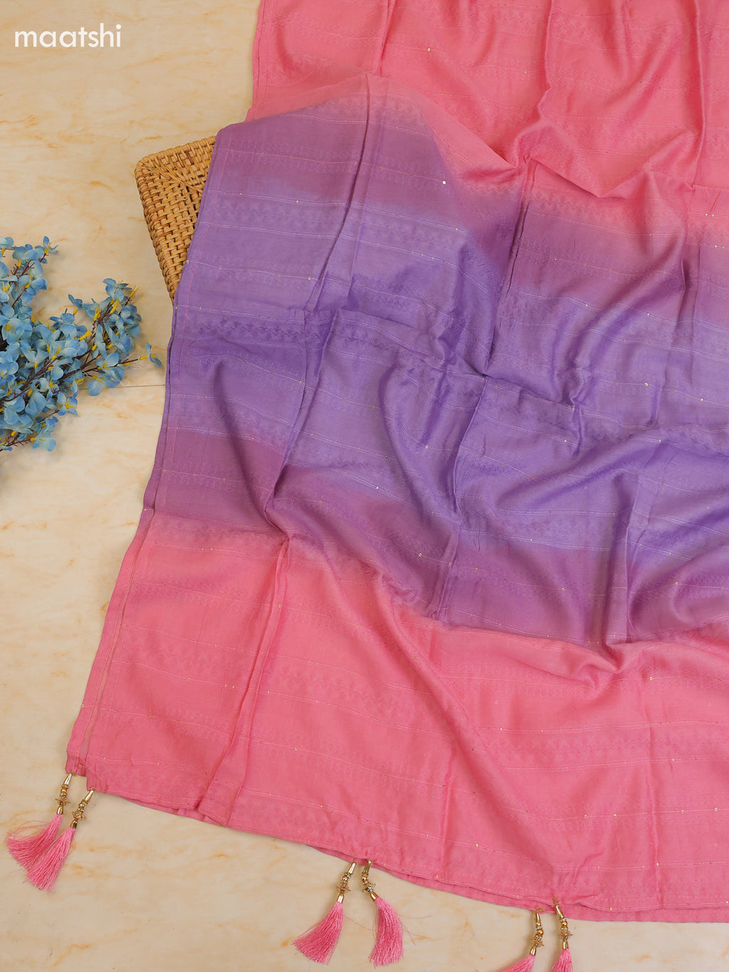 Mauve Pink and Cream Cotton Dress Material With Printed & Patch Work Neck Pattern With Bottom and Dupatta