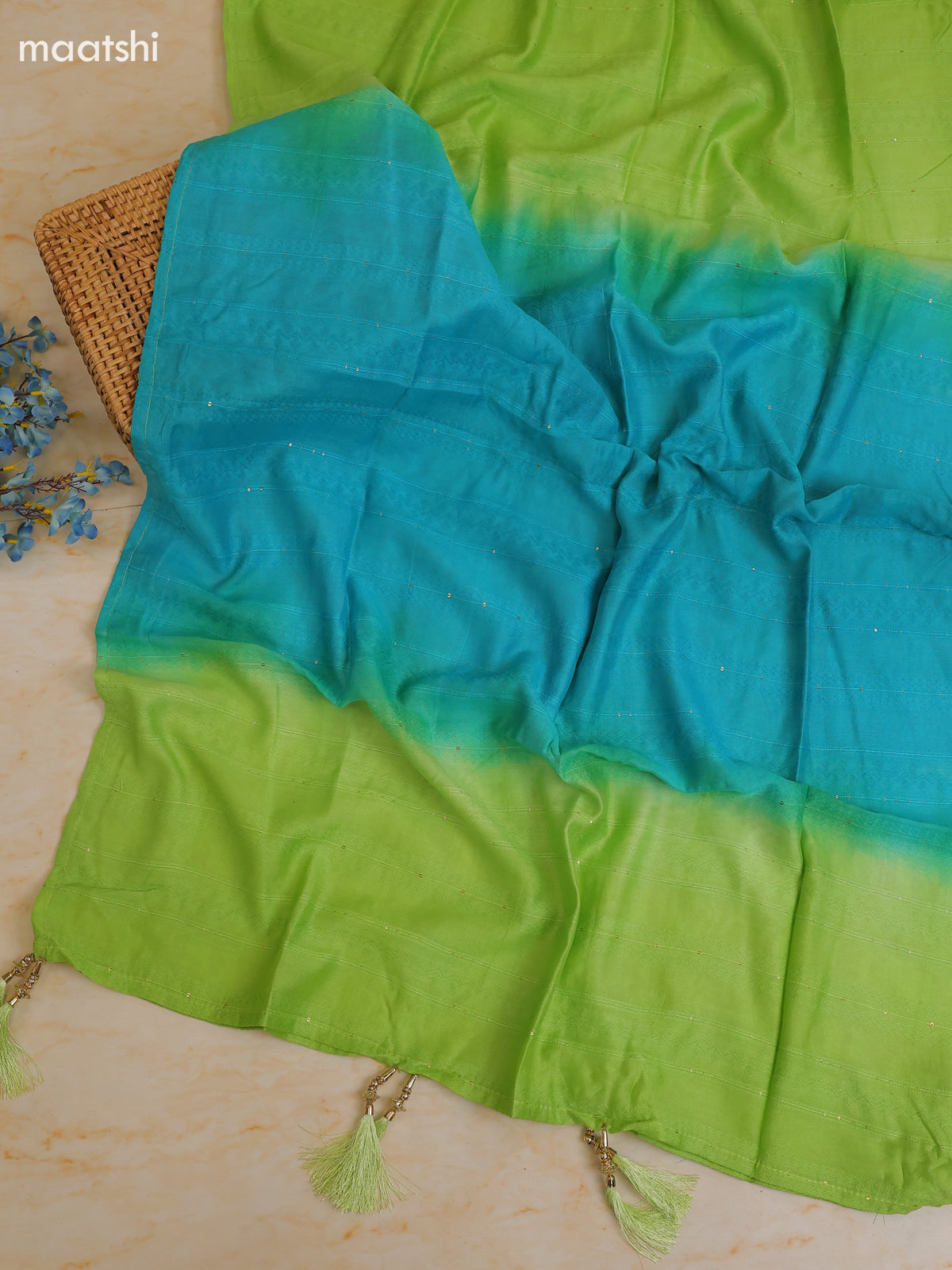 Light Green and Cream Cotton Dress Material With Printed & Patch Work Neck Pattern With Bottom and Dupatta