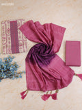 Purple and Cream Cotton Dress Material With Printed & Patch Work Neck Pattern With Bottom and Dupatta