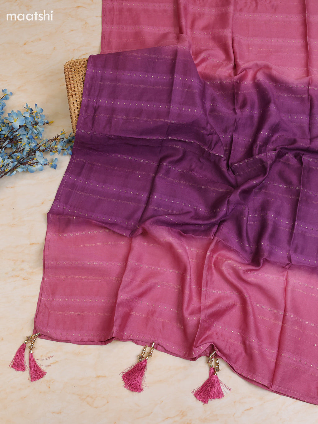 Purple and Cream Cotton Dress Material With Printed & Patch Work Neck Pattern With Bottom and Dupatta