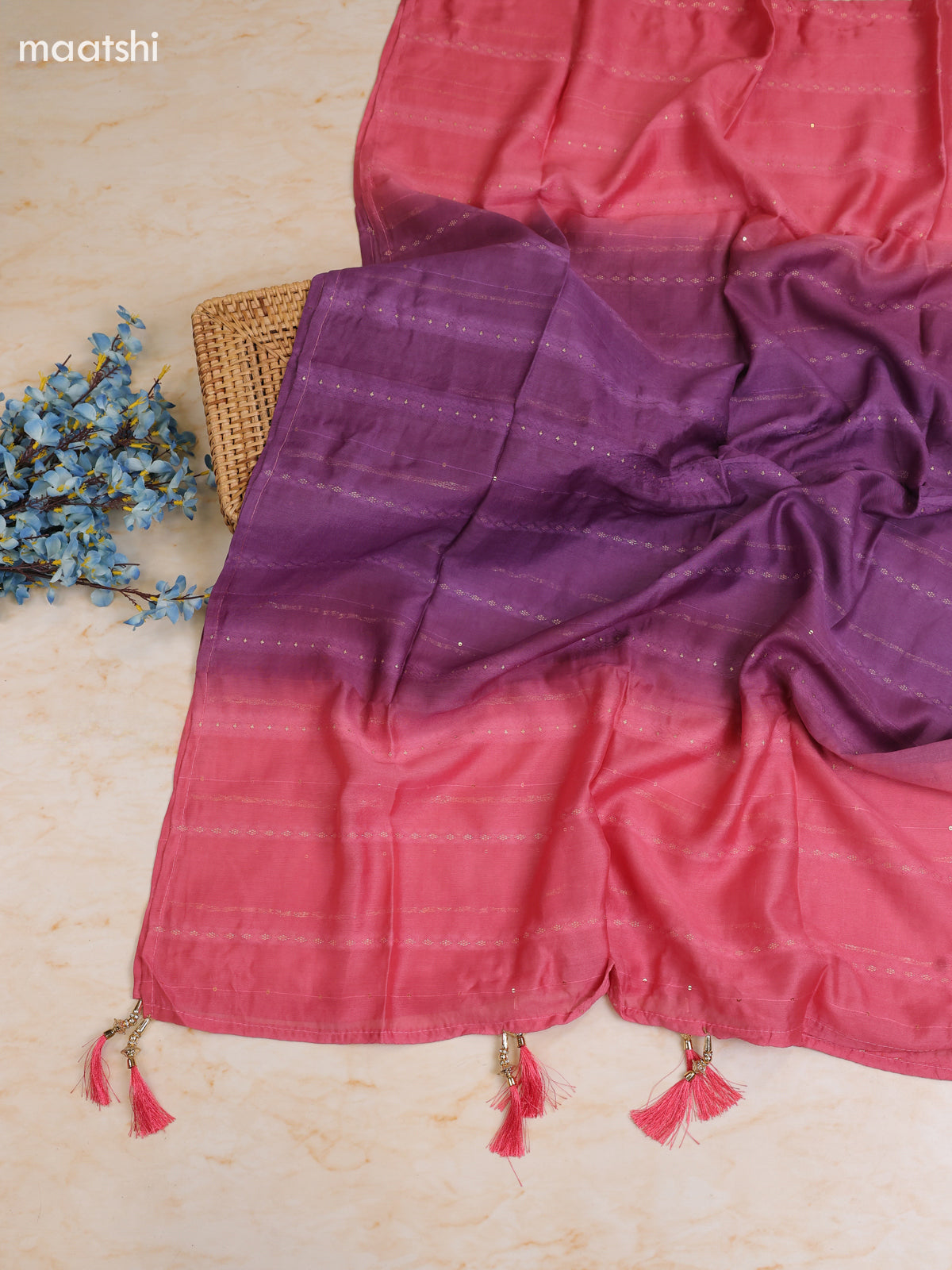 Dark Pink and Cream Cotton Dress Material With Printed & Patch Work Neck Pattern With Bottom and Dupatta