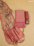 Dark Mauve Pink Chanderi Dress Material With Zari Work Neck Pattern With Bottom and Dupatta