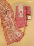 Dark Mauve Pink Chanderi Dress Material With Printed Embroidery Work Neck Pattern With Bottom and Dupatta