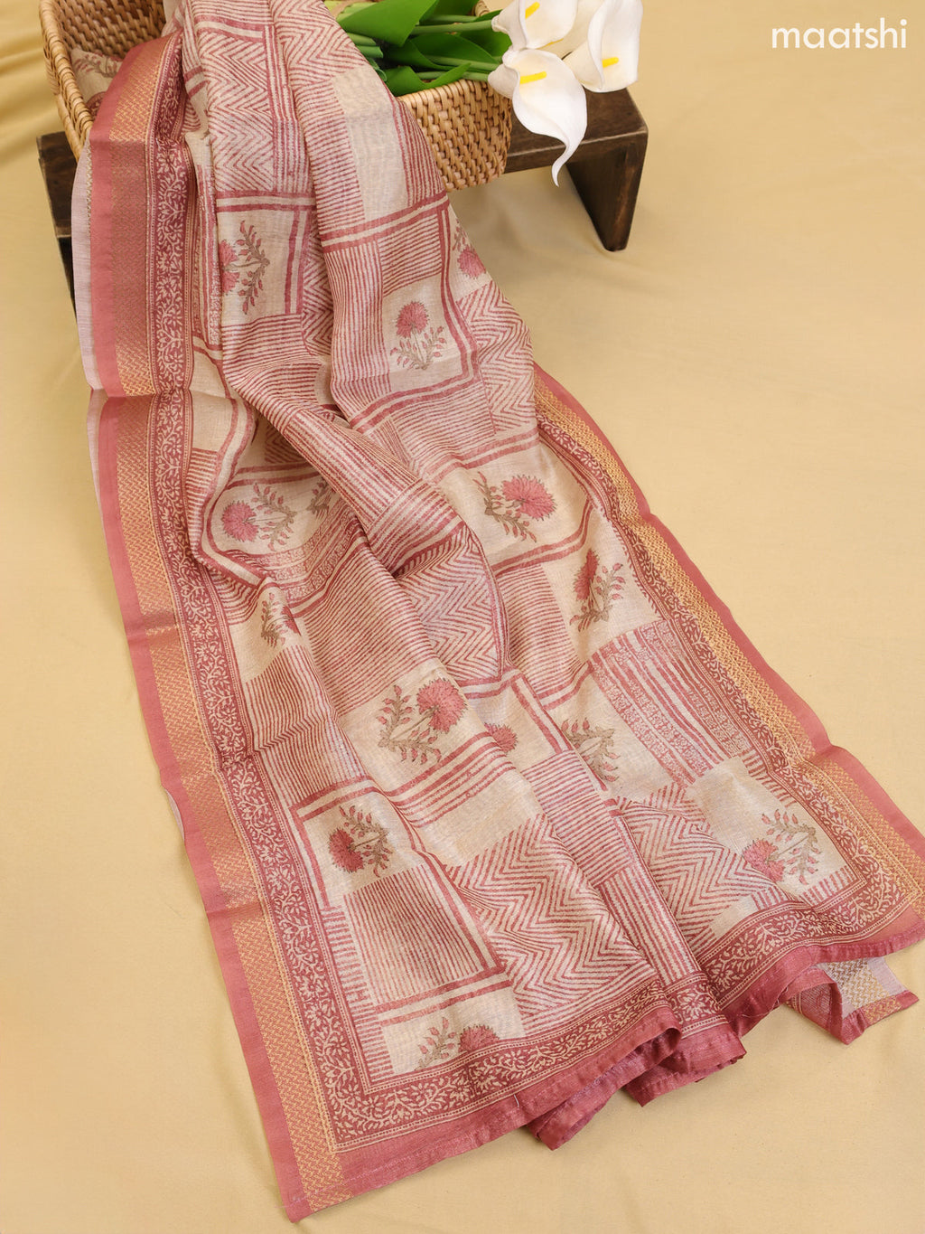 Dark Mauve Pink Chanderi Dress Material With Printed Embroidery Work Neck Pattern With Bottom and Dupatta