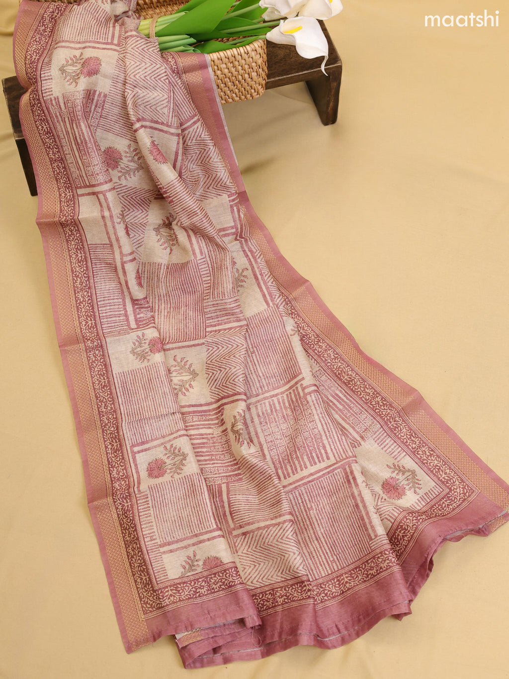 Dark Mauve Pink Chanderi Dress Material With Printed Embroidery Work Neck Pattern With Bottom and Dupatta
