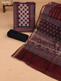Maroon and Blue Art Tussar Dress Material With Allover Prints and Bottom & Dupatta