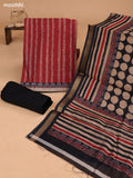 Maroon and Black Art Tussar Dress Material With Allover Prints and Bottom & Dupatta