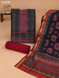 Blue and Maroon Art Tussar Dress Material With Allover Prints and Bottom & Dupatta