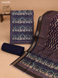 Blue and Maroon Art Tussar Dress Material With Allover Prints and Bottom & Dupatta