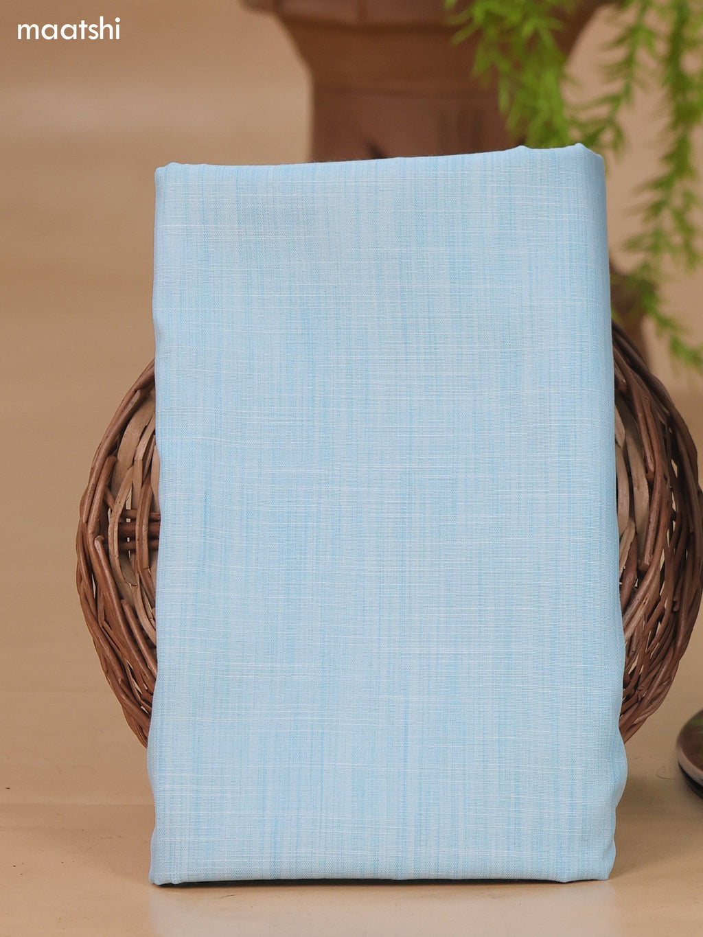Light Blue Cotton Dress Material With Allover Floral Prints & Embroidery Work Neck Pattern and Bottom & Dupatta