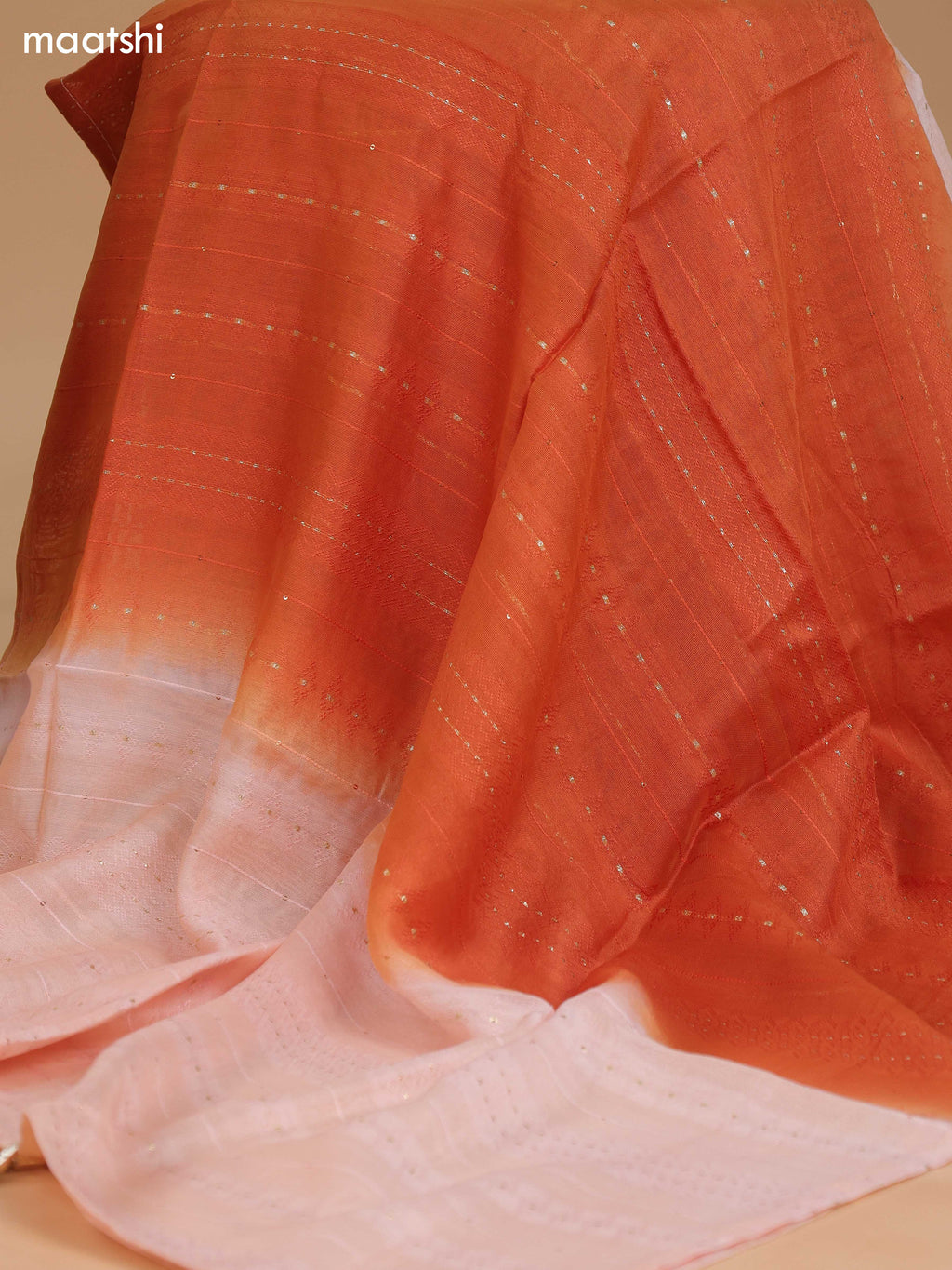 Peach Cotton Dress Material With Allover Floral Prints & Embroidery Work Neck Pattern and Bottom & Dupatta