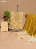 Pastel Yellow and Mustard Cotton Dress Material With Allover Floral Prints & Embroidery Work Neck Pattern and Bottom & Dupatta