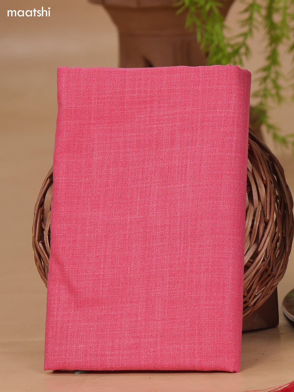 Off White and Pink Cotton Dress Material With Allover Floral Prints & Embroidery Work Neck Pattern and Bottom & Dupatta