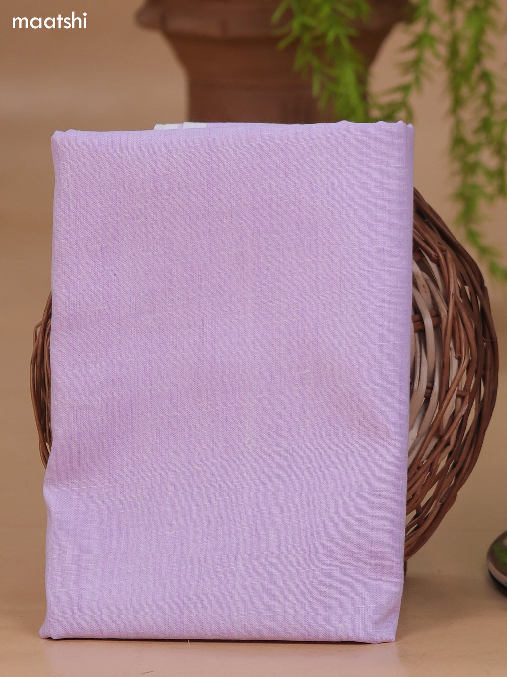 Lavender Cotton Dress Material With Embroidery Work Neck Pattern and Bottom & Dupatta