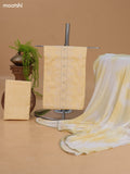 Pale Yellow Cotton Dress Material With Embroidery Work Neck Pattern and Bottom & Dupatta