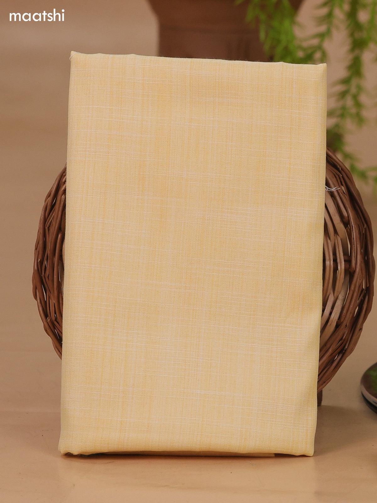 Pale Yellow Cotton Dress Material With Embroidery Work Neck Pattern and Bottom & Dupatta