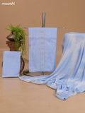 Pale Blue Cotton Dress Material With Embroidery Work Neck Pattern and Bottom & Dupatta