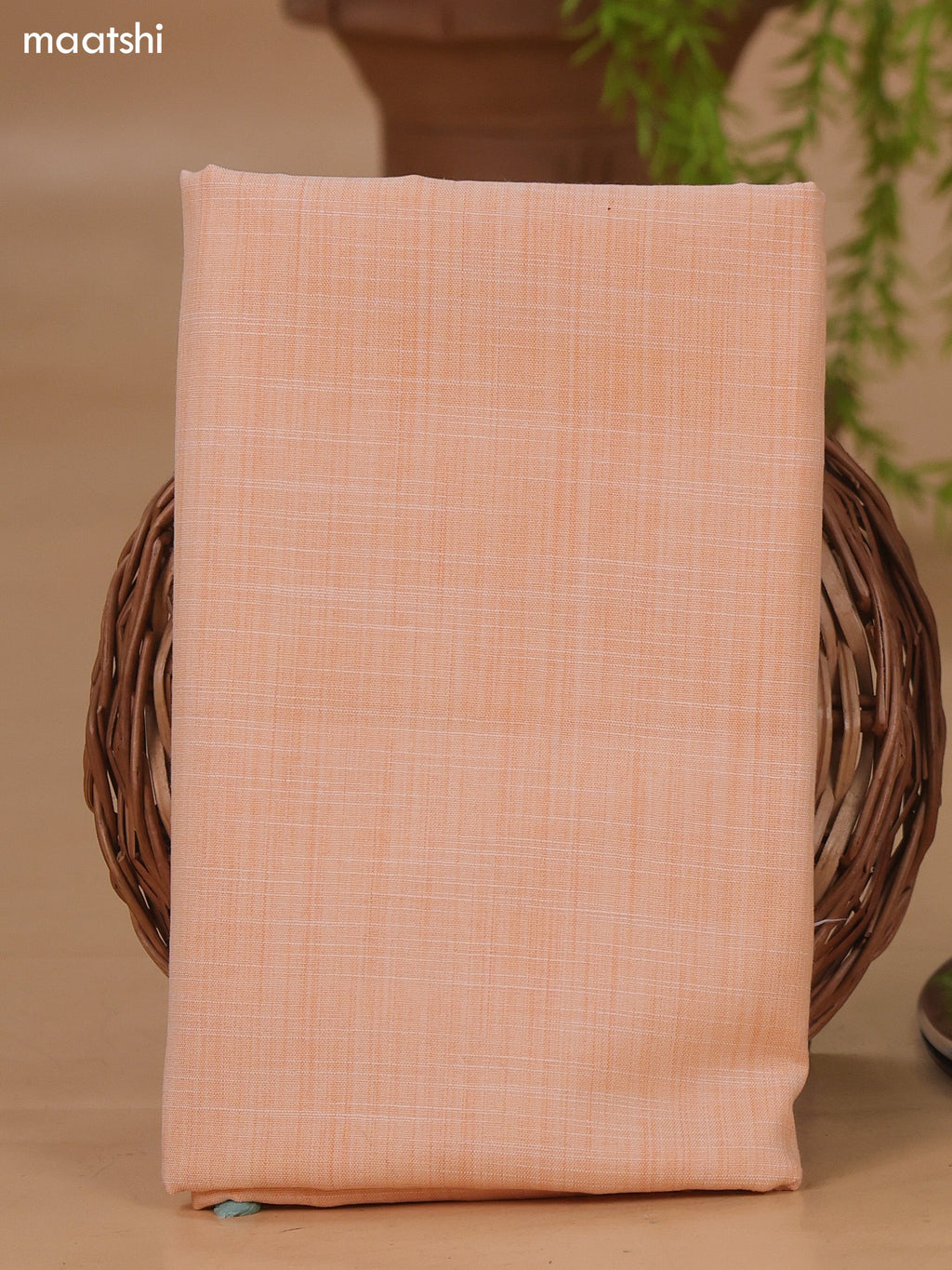 Peach Cotton Dress Material With Embroidery Work Neck Pattern and Bottom & Dupatta