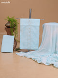 Light Blue Cotton Dress Material With Embroidery Work Neck Pattern and Bottom & Dupatta