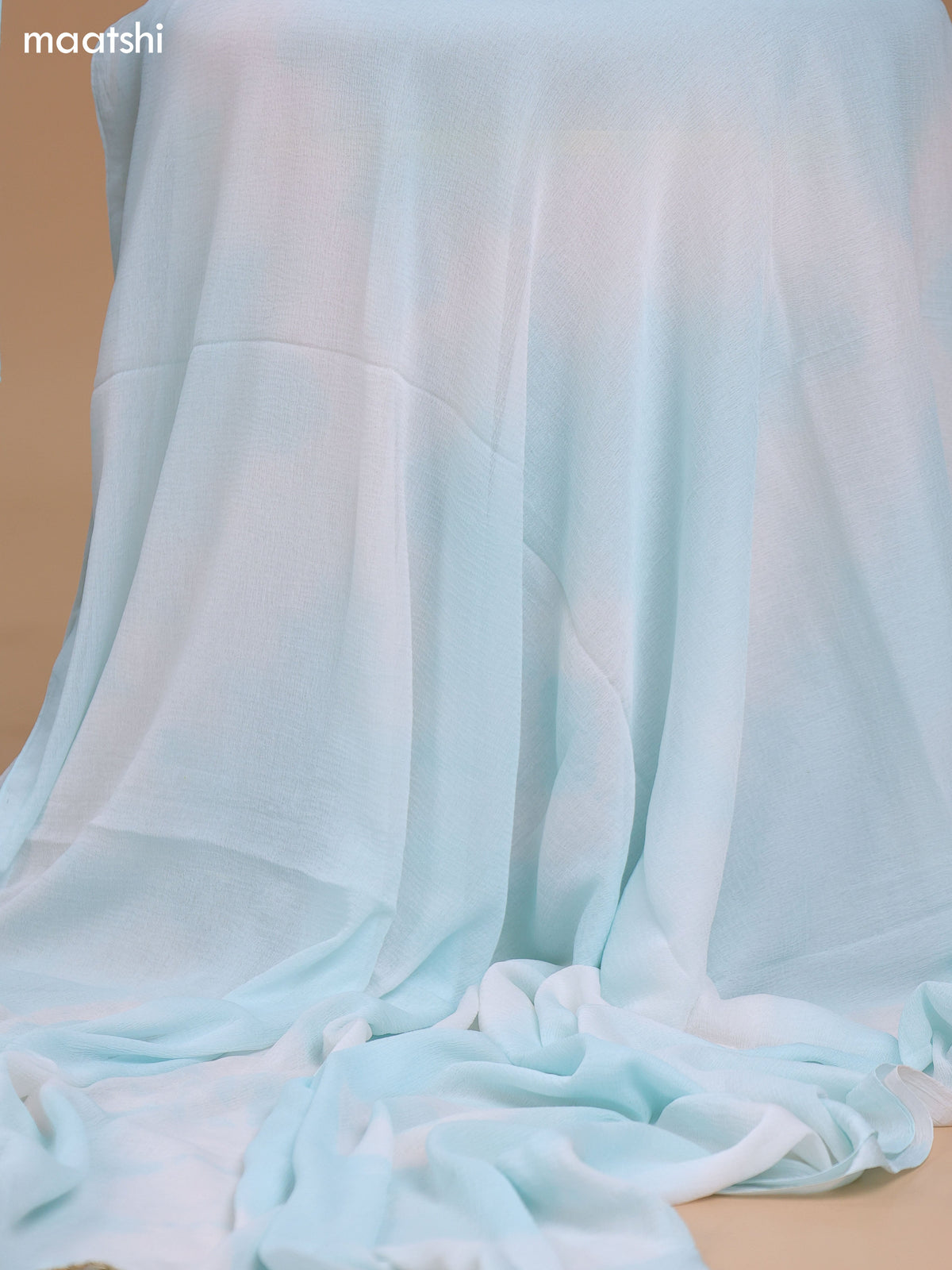 Light Blue Cotton Dress Material With Embroidery Work Neck Pattern and Bottom & Dupatta