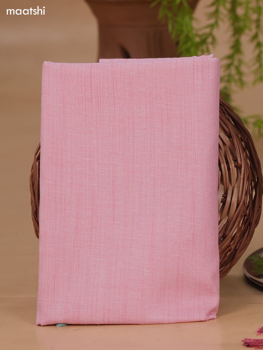 Pink Cotton Dress Material With Floral Buttas & Embroidery Work Neck Pattern and Bottom & Dupatta