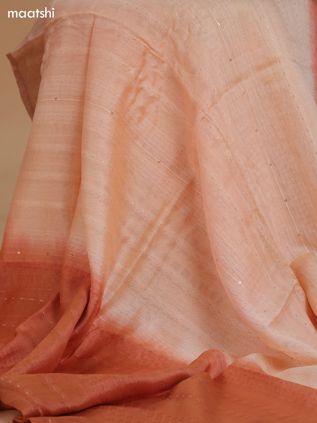 Peach Cotton Dress Material With Floral Buttas & Embroidery Work Neck Pattern and Bottom & Dupatta