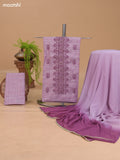 Pastel Purple and Cotton Dress Material With Floral Buttas & Embroidery Work Neck Pattern and Bottom & Dupatta