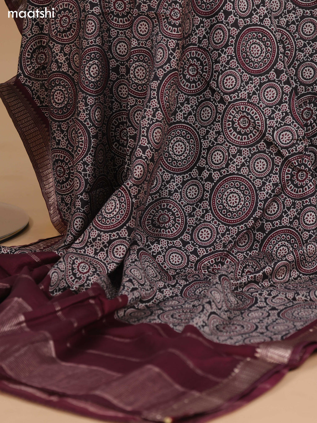 Off White and Black Cotton Dress Material With Floral Buttas & Embroidery Work Pattern and Bottom & Dupatta