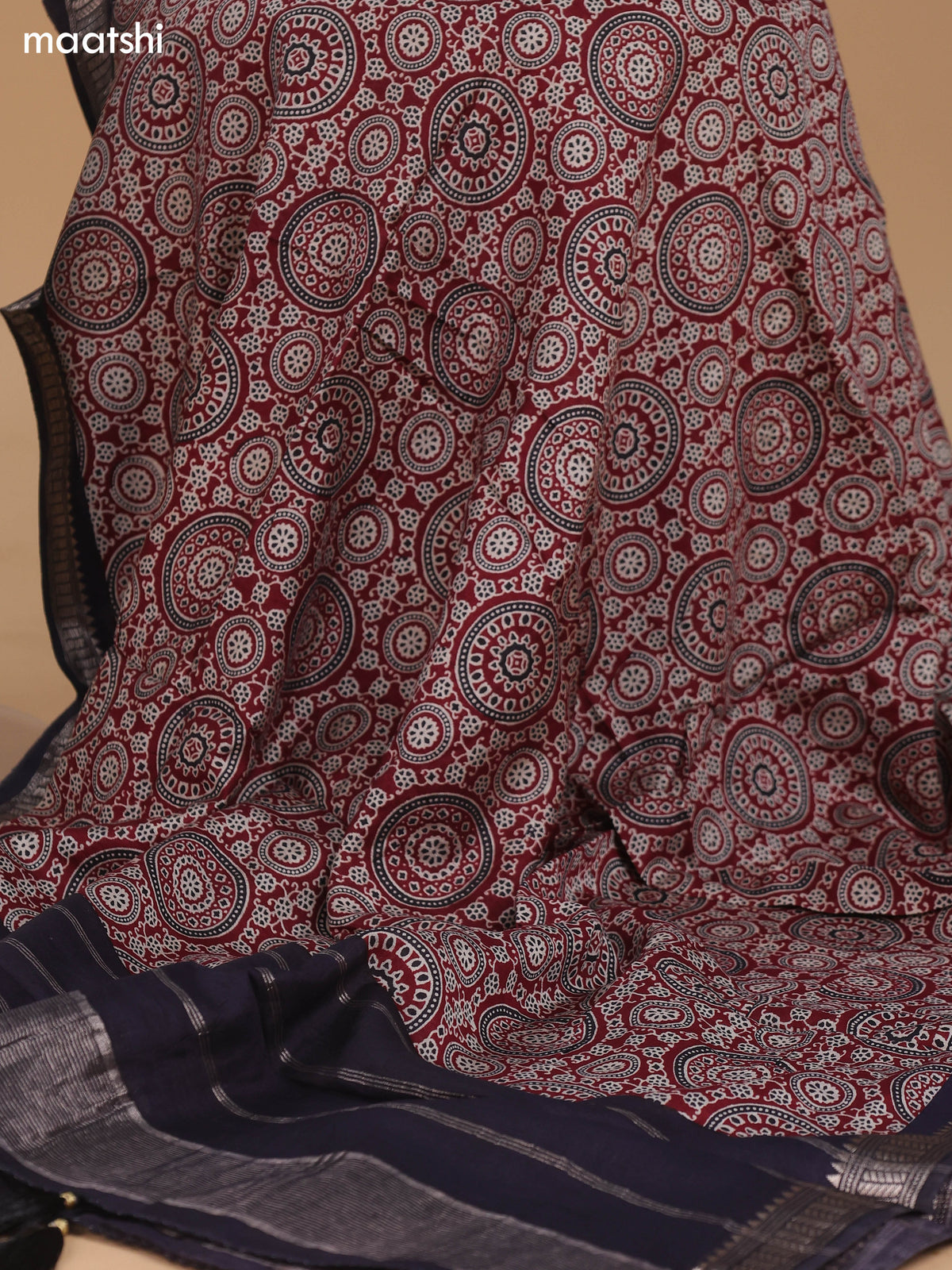 Off White and Maroon Cotton Dress Material With Floral Buttas & Embroidery Work Pattern and Bottom & Dupatta