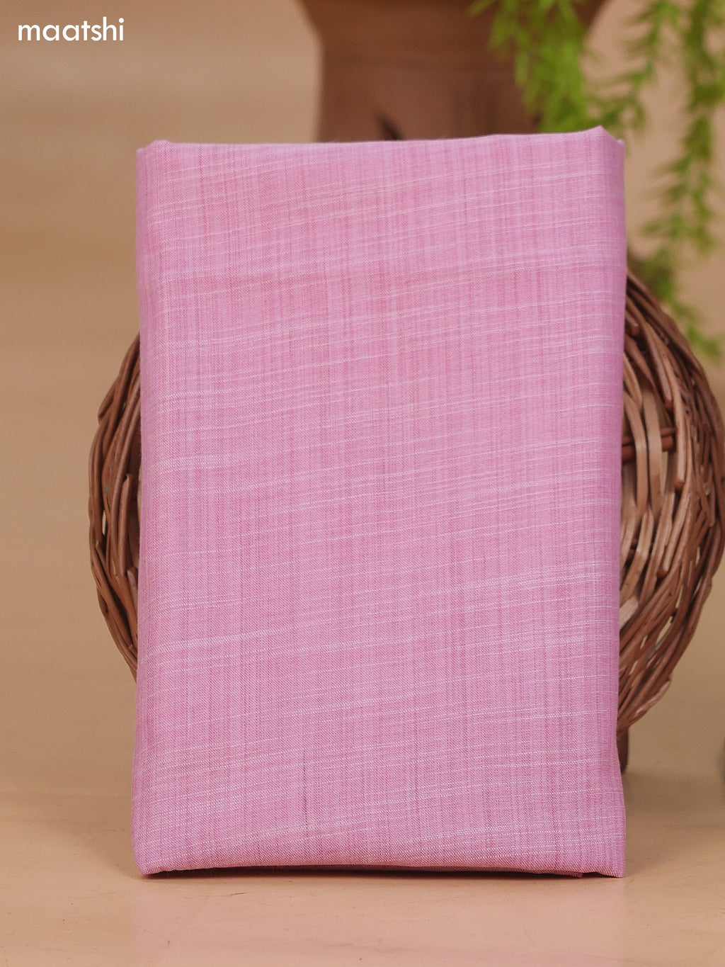 Pink and Off White Cotton Dress Material With Embroidery Work Neck Pattern and Bottom & Dupatta