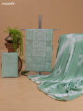 Pale Green and Off White Cotton Dress Material With Embroidery Work Neck Pattern and Bottom & Dupatta
