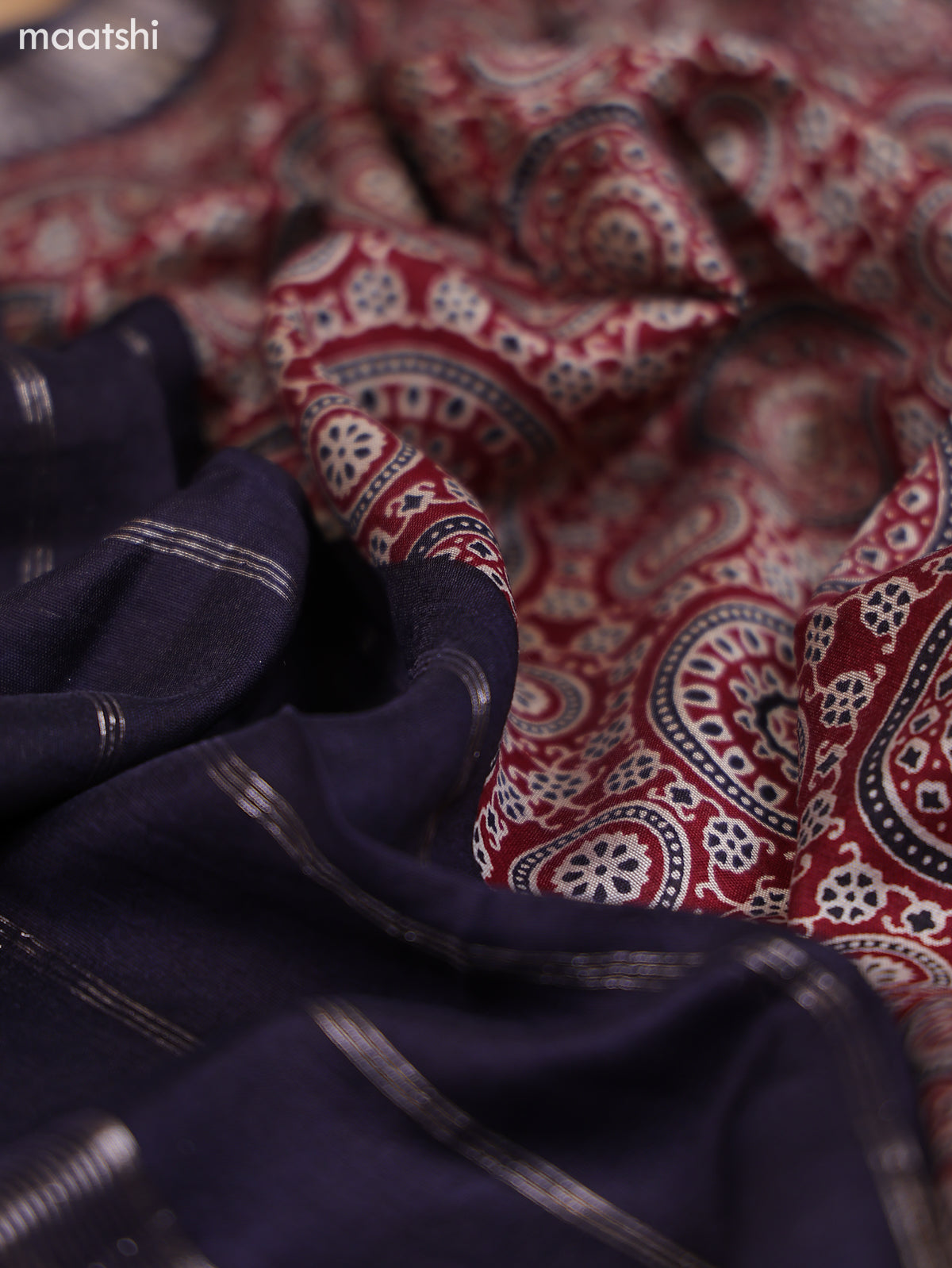 Off White and Maroon Cotton Dress Material With Floral Butta Prints & Embroidery Work Neck Pattern and Bottom & Dupatta