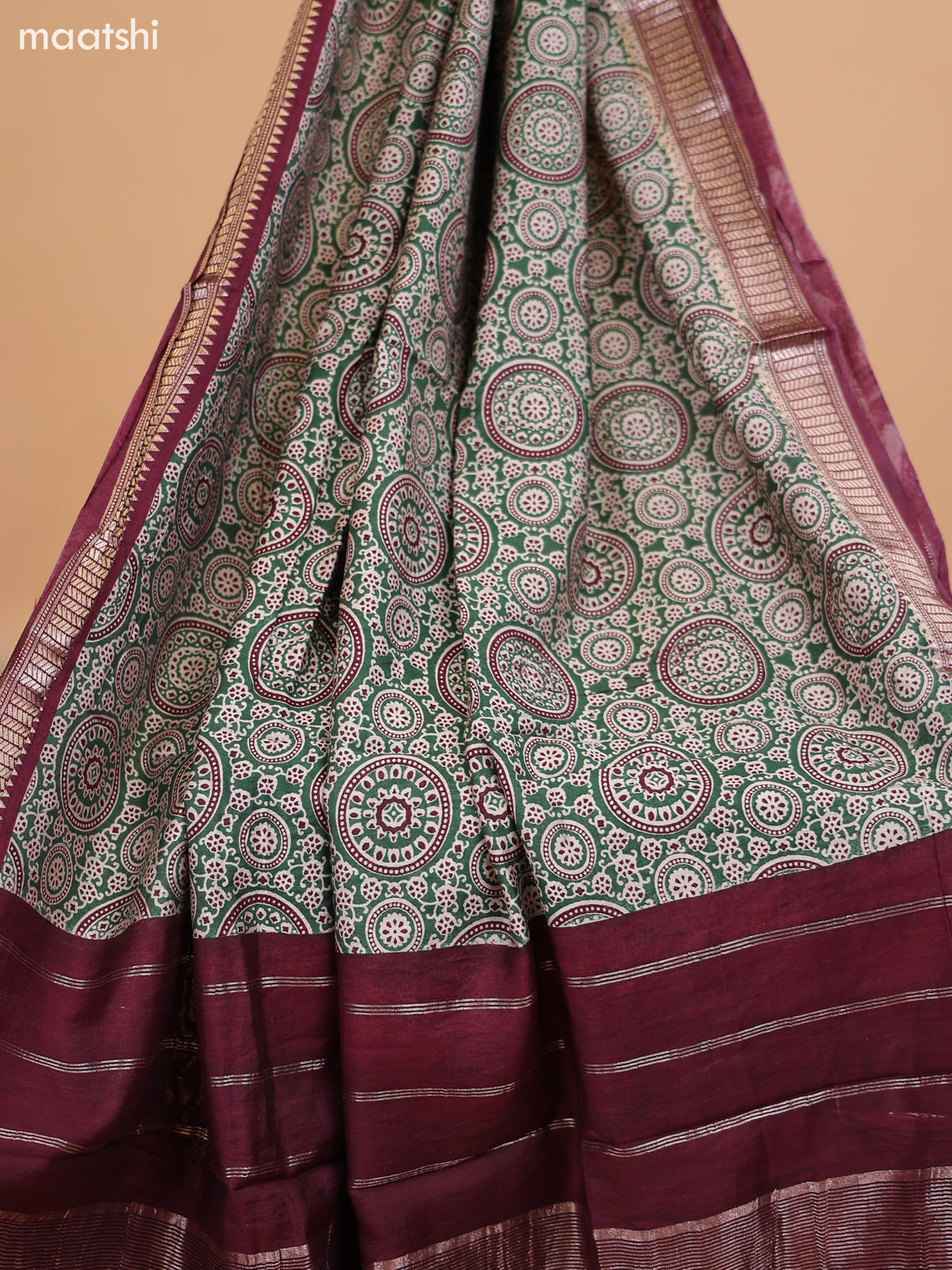 Off White and Green Cotton Dress Material With Floral Butta Prints & Embroidery Work Neck Pattern and Bottom & Dupatta