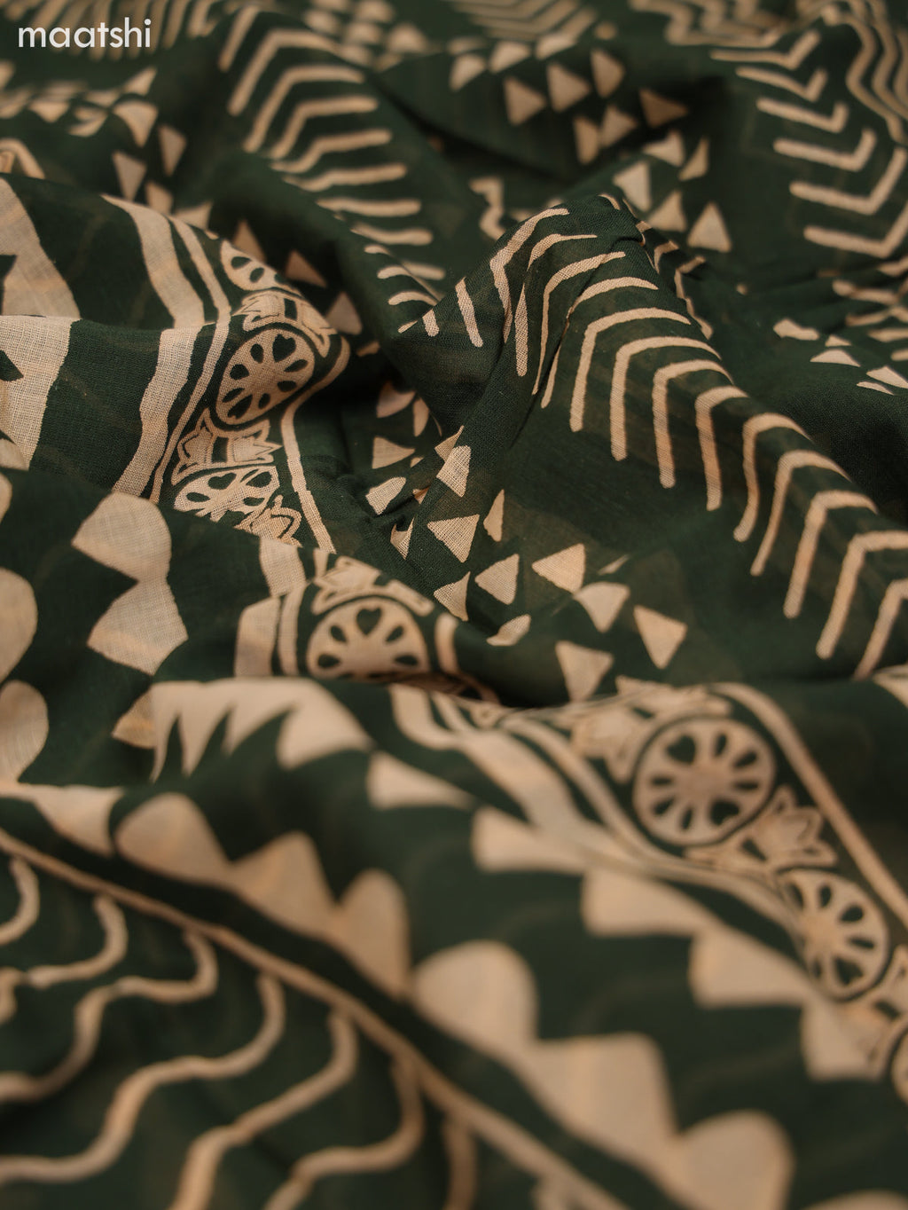 Mustard Yellow and Green Cotton Dress Material With Ajrakh Prints & Patch Work Neck Pattern and Bottom & Dupatta